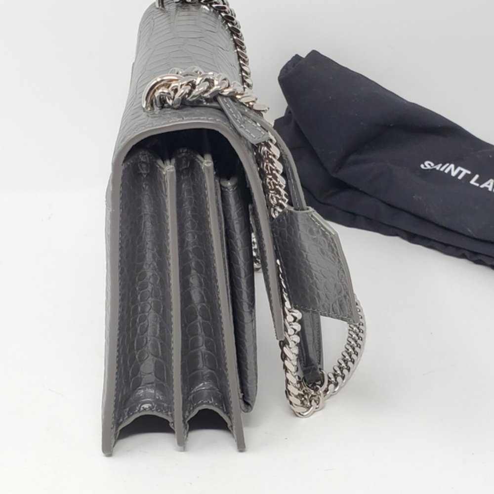 YSL SUNSET Medium Croc Crossbody Brand New - Picture 4 of 13